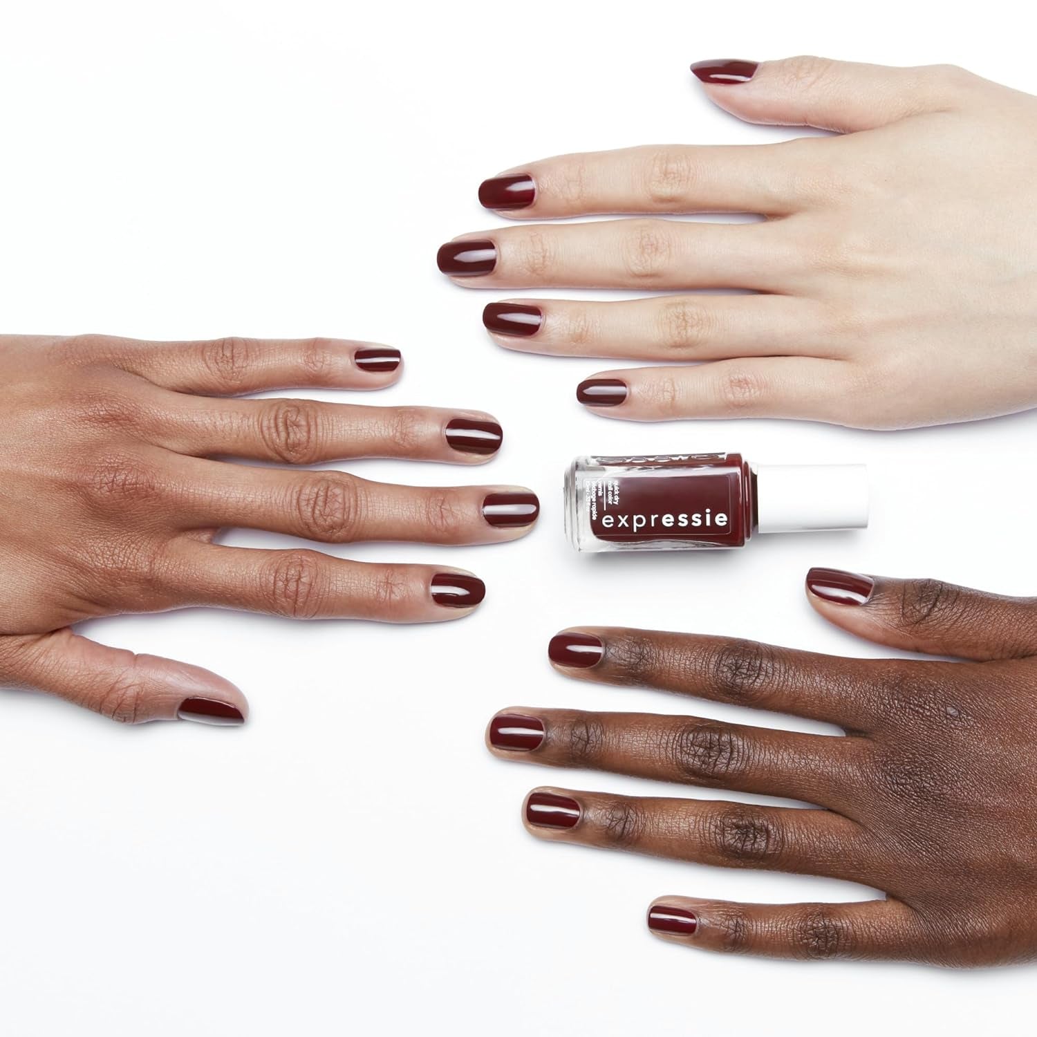 Expr, Quick-Dry Nail Polish, 8-Free Vegan, Deep Burgundy, Not so Low-Key, 0.33 Fl Oz